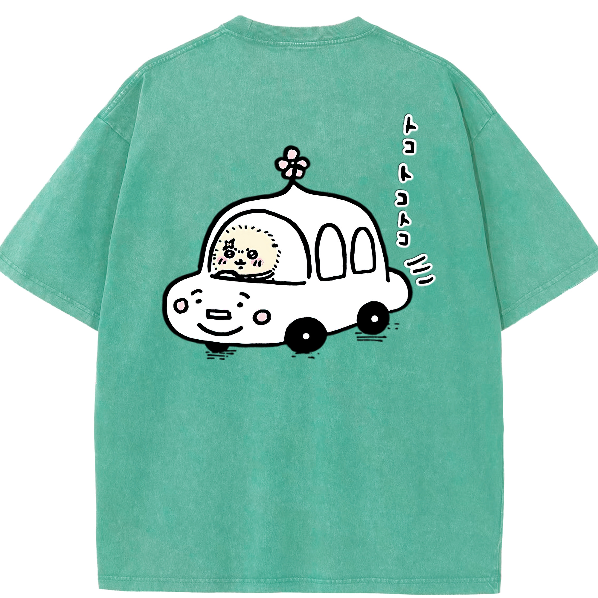 （画像用） ちいかわ ラッコ Chii-kawa Sea otter 綿100% ヴィンテージ風 半袖Tシャツ（背面プリント）